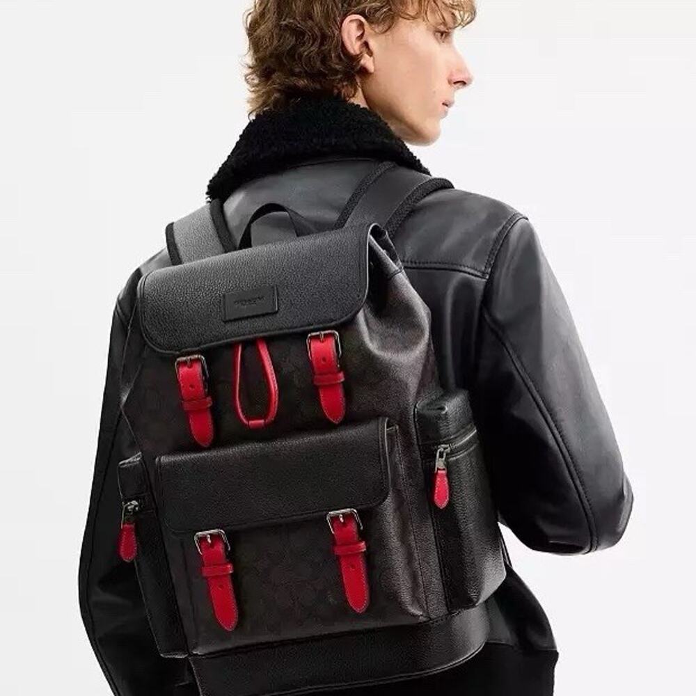 NWT Coach MEN's Sprint Backpack In Signature Canvas Gunmetal CCG13 - Picture 9 of 11